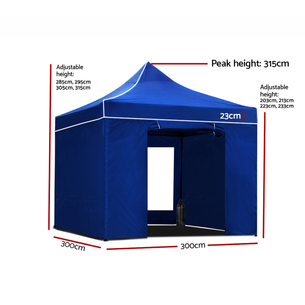 Gazebo Pop Up Marquee 3x3 Folding Wedding Tent Gazebos Shade Blue