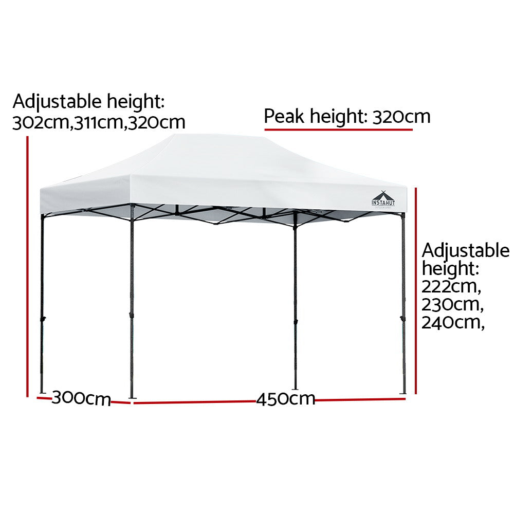 Pop Up 3X4.5M W/Base Podx4 - White