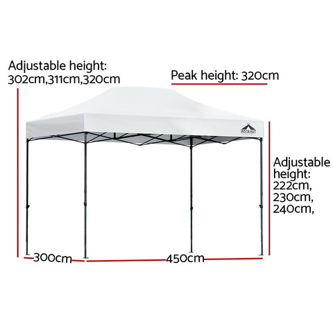 Pop Up 3X4.5M W/Base Podx4 - White