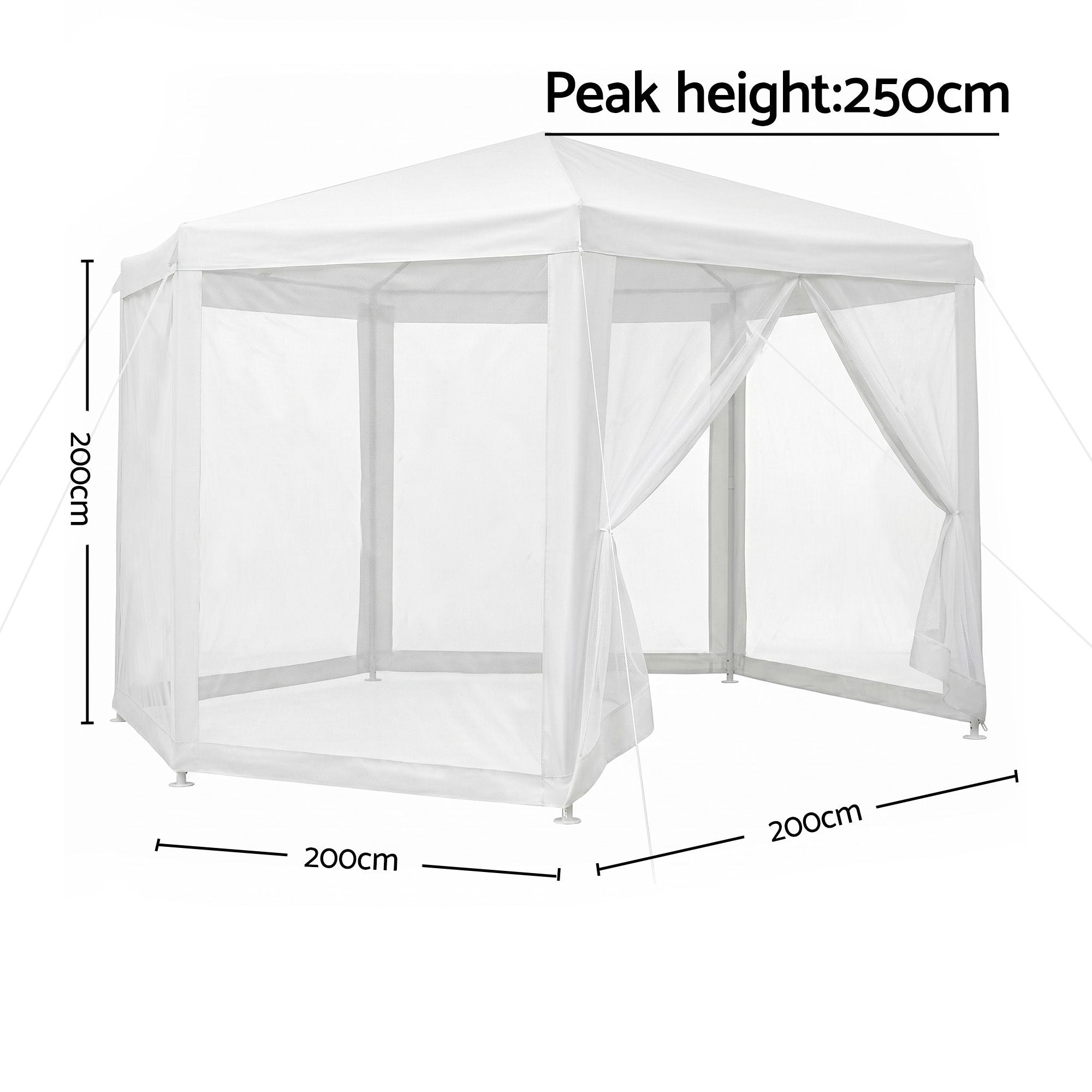 2x2m Hexagonal Gazebo Mesh Walls Navy | Simpledeals