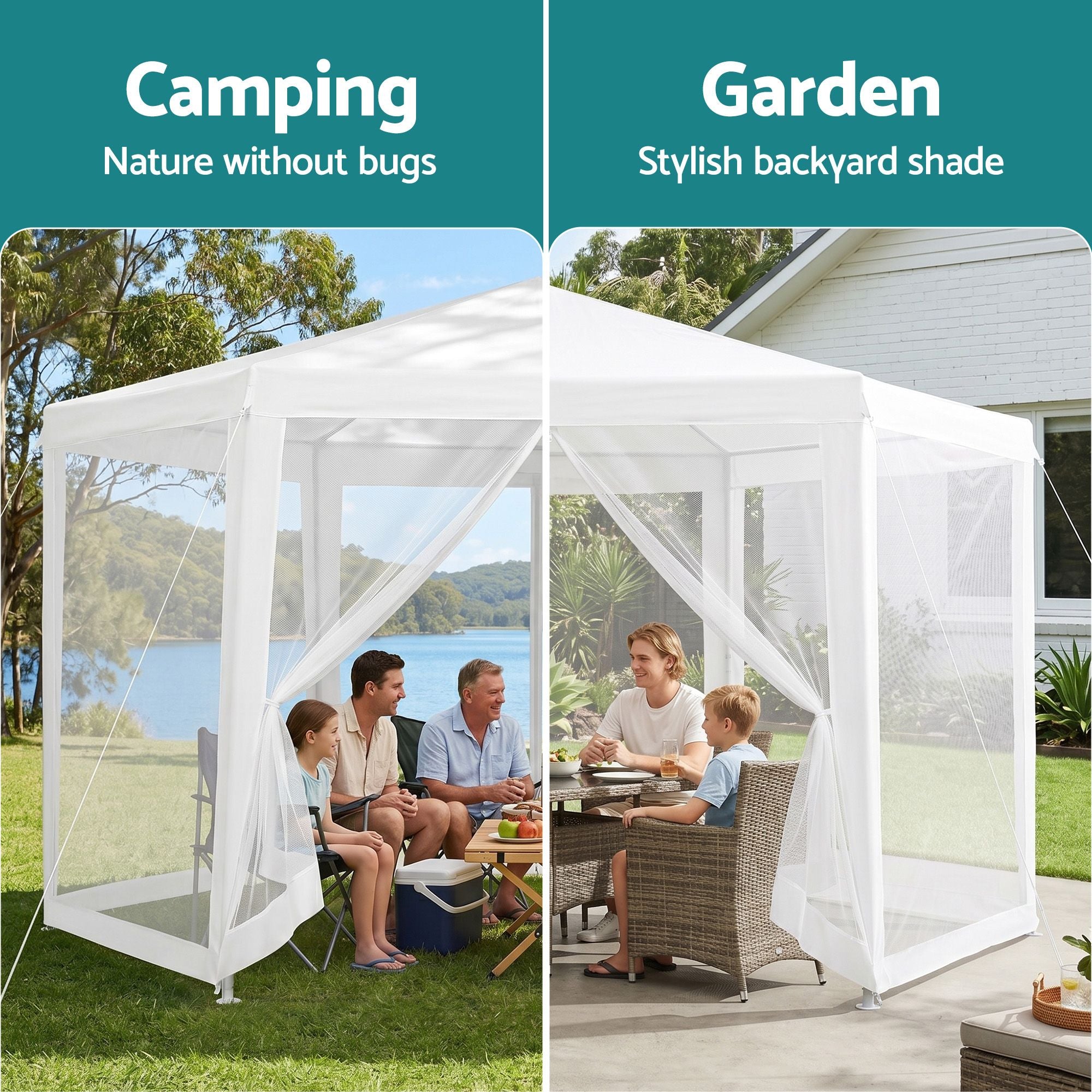 2x2m Hexagonal Gazebo Mesh Walls Navy | Simpledeals