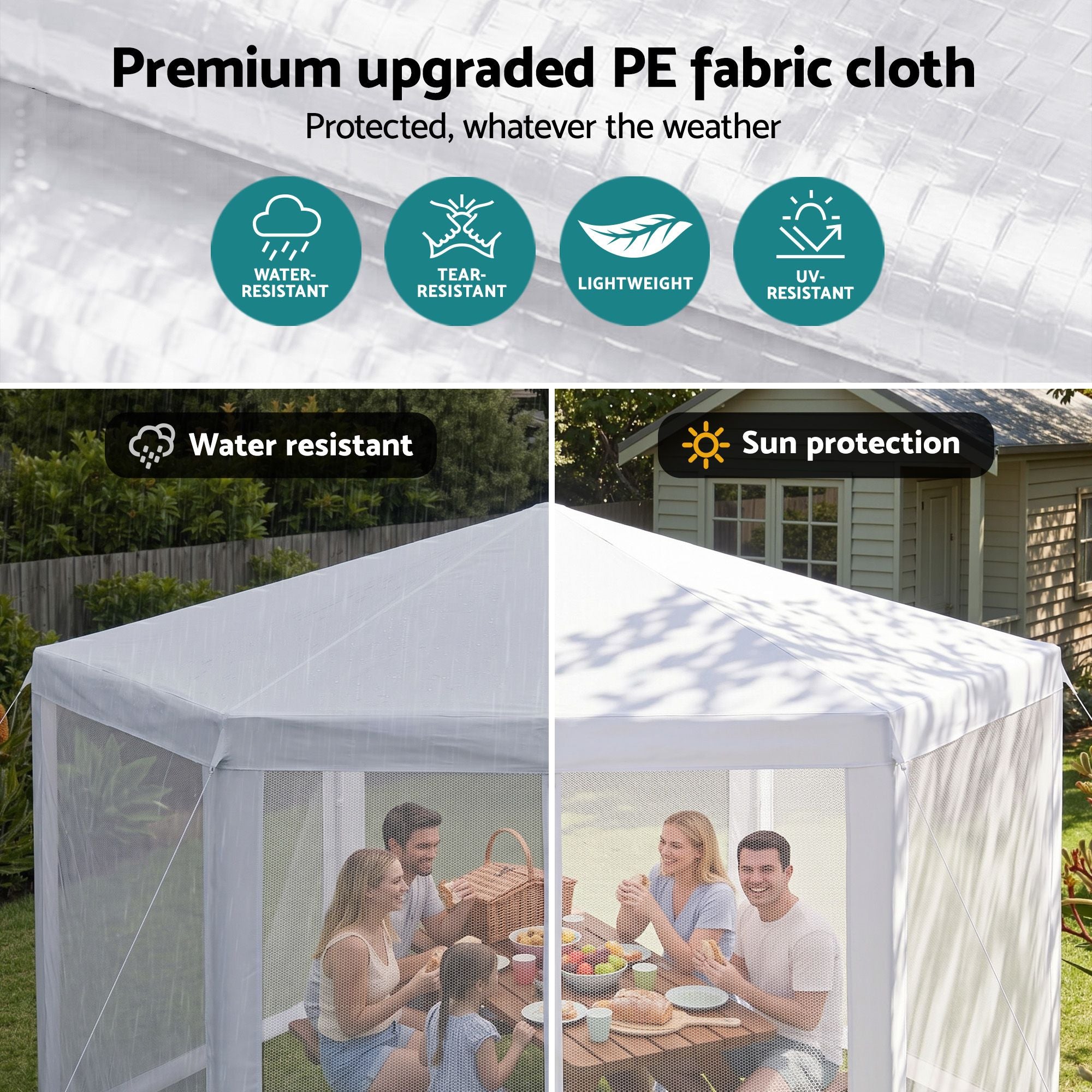 2x2m Hexagonal Gazebo Mesh Walls Navy | Simpledeals