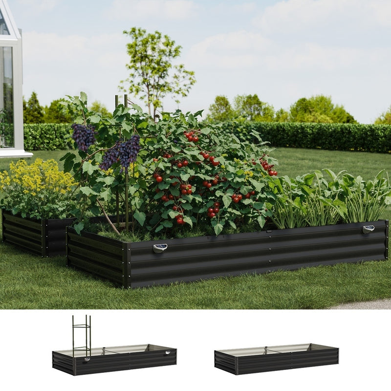 2x/4x Garden Bed 210x90x30cm LED Plant Stand Box Galvanise, Garden Bed - photo 7