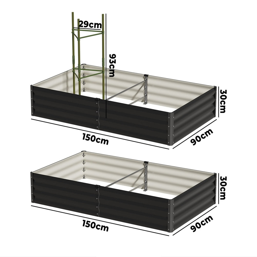 Garden Bed 290x90x30cm Planter Stand Box Galvanise