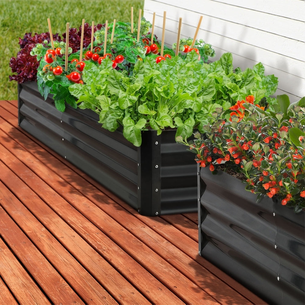 Garden Bed 290x90x30cm Planter Stand Box Galvanise