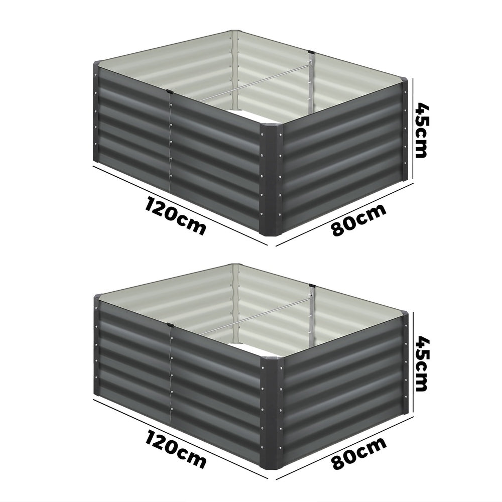 120x80x45cm Garden Bed Galvanised Steel 4pcs