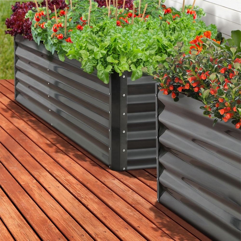 120x80x45cm Garden Bed Galvanised Steel 4pcs