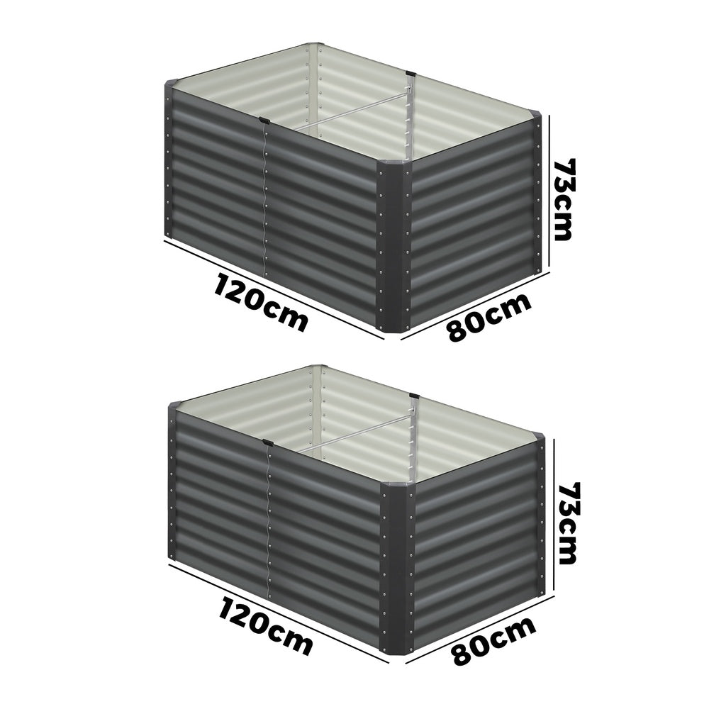 120x80x73cm Garden Bed Galvanised Steel 4pcs