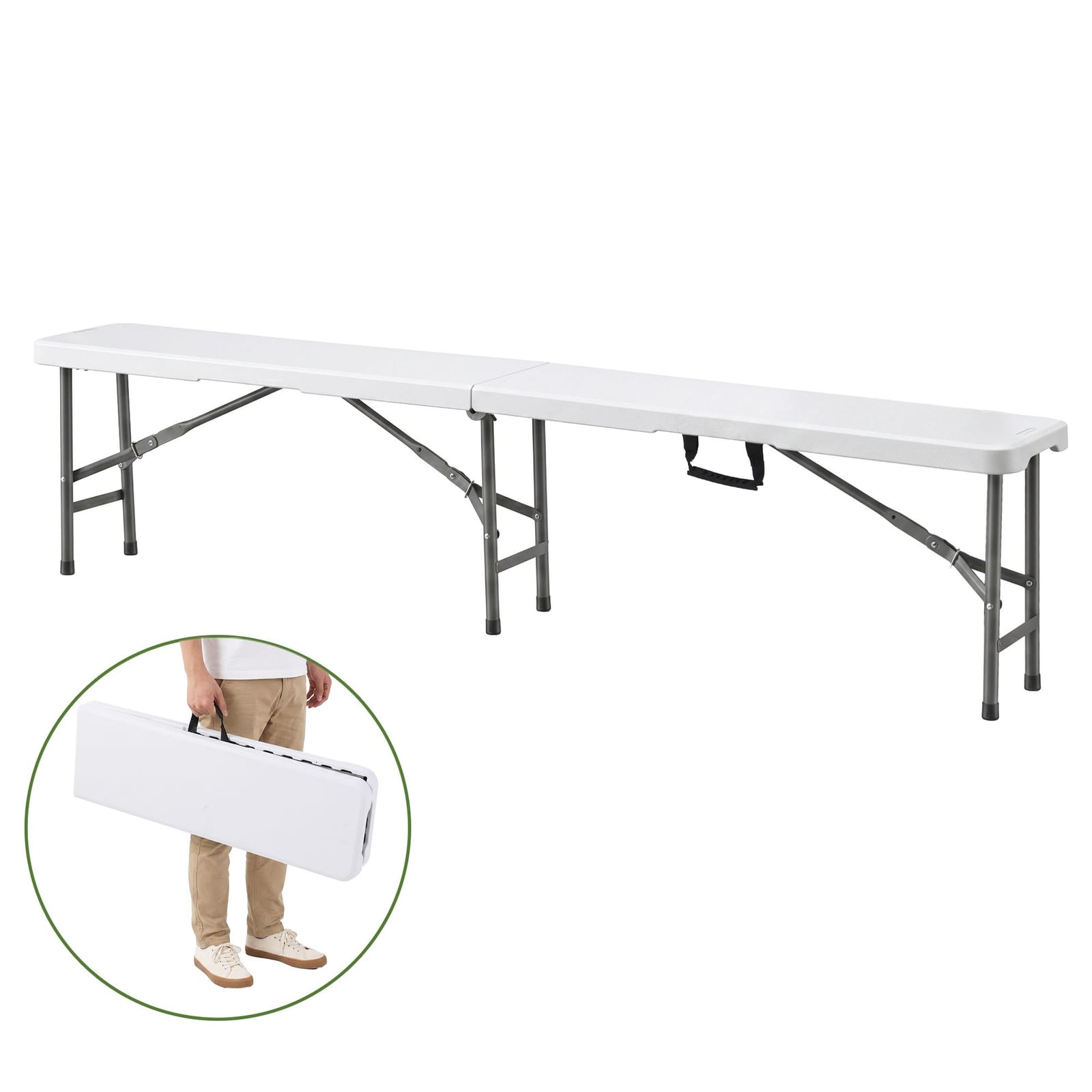 Folding Garden Bench Portable 180x28x42cm