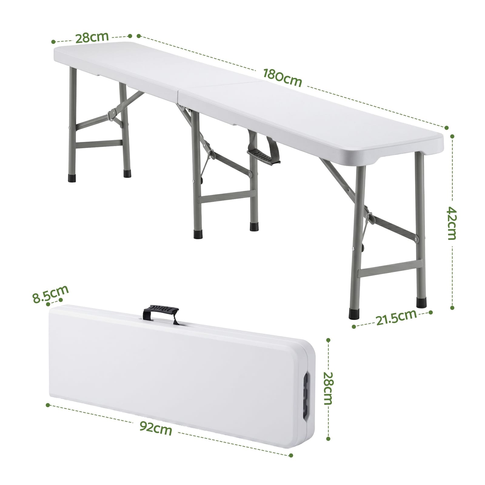 Folding Garden Bench Portable 180x28x42cm