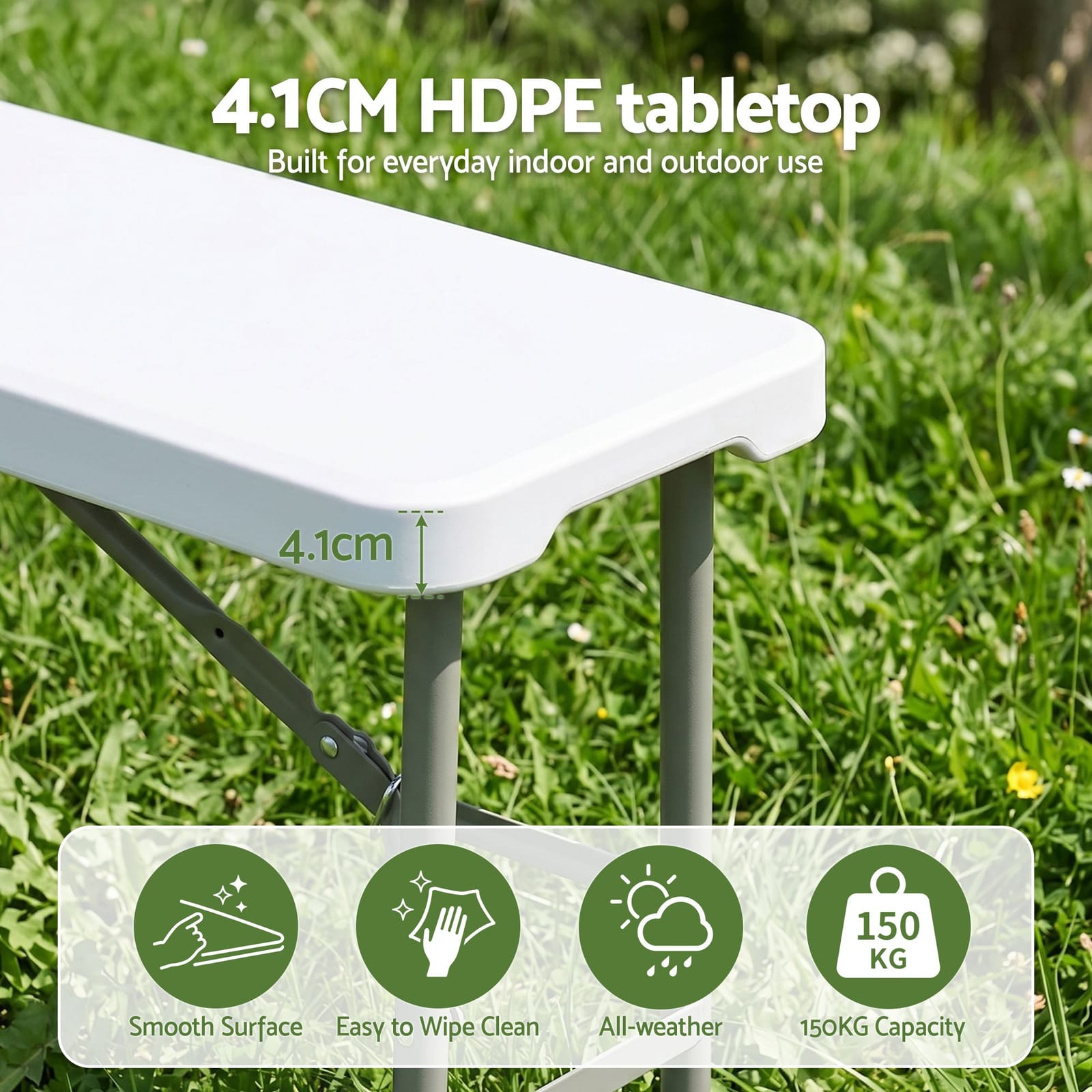 Folding Garden Bench Portable 180x28x42cm