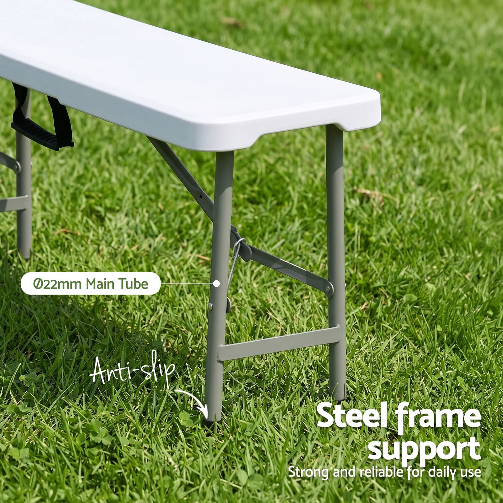 Folding Garden Bench Portable 180x28x42cm