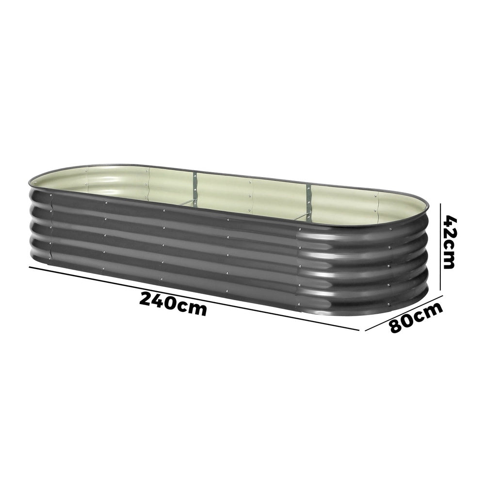 2X Garden Bed Galvanised Raised Garden Bed 240X80X42CM