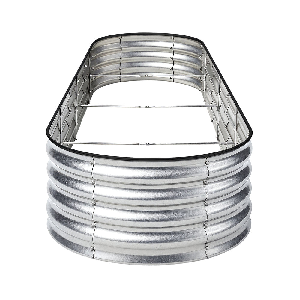 Garden Bed Oval Galvanised Steel Container 240x80x56cm Silver