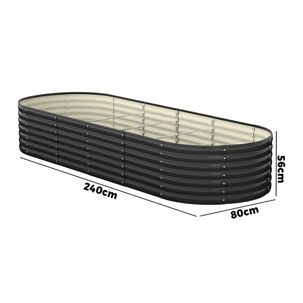 Raised Garden Bed Beds Kit Planter Oval Galvanised Steel