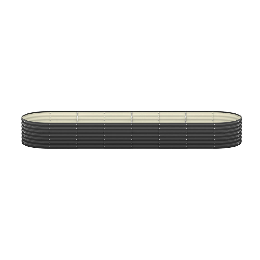 Set of 3 Galvanised Steel Garden Beds – 320x80x56cm