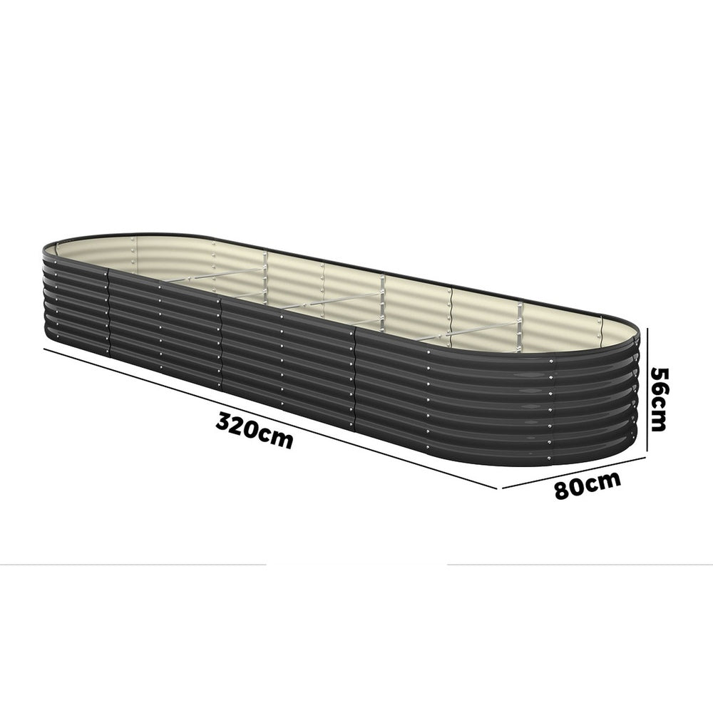 Set of 2 Galvanised Steel Garden Beds – 320x80x56cm