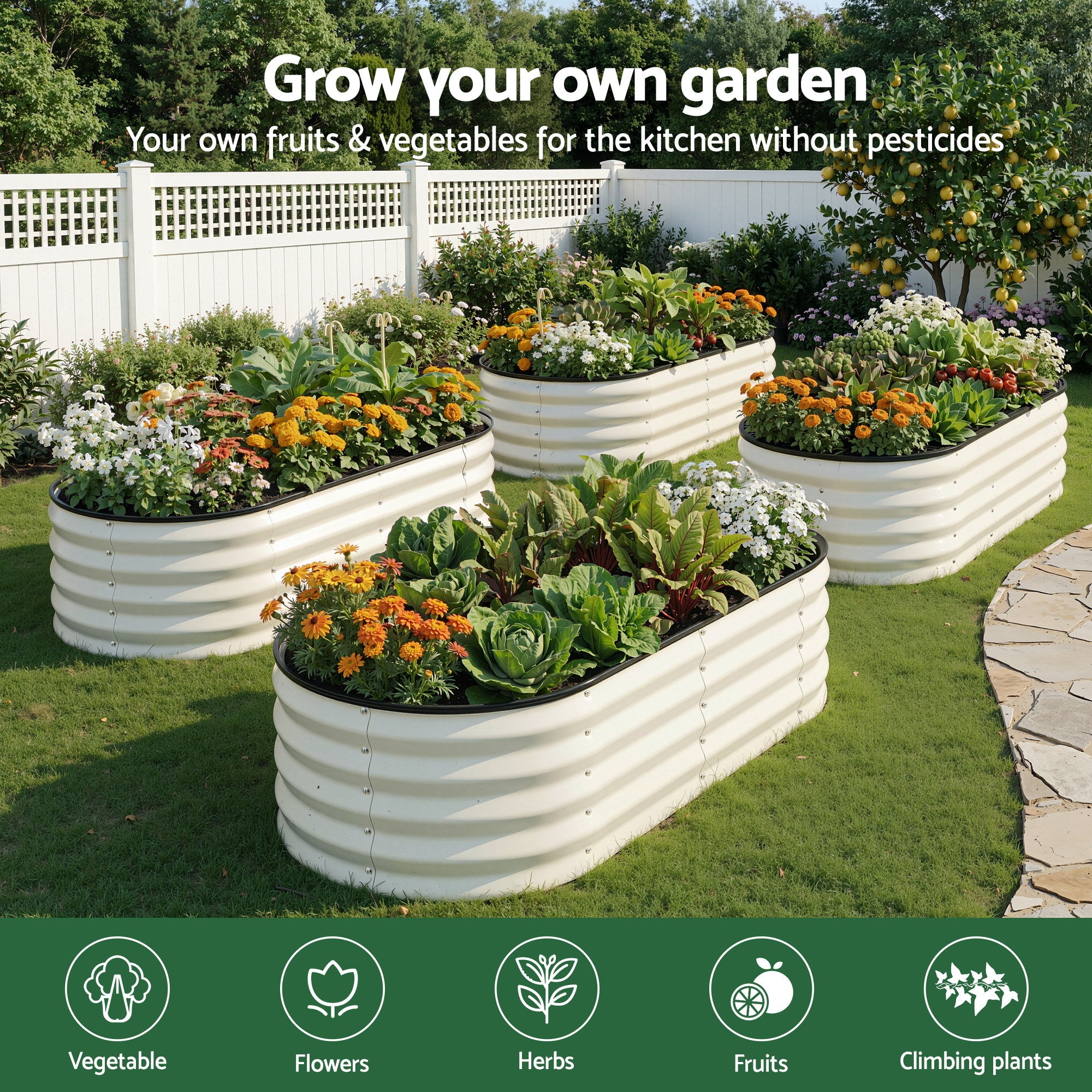 Raised Garden Bed 2 Pack Galvanised Planter Box 120x60 | Simpledeals