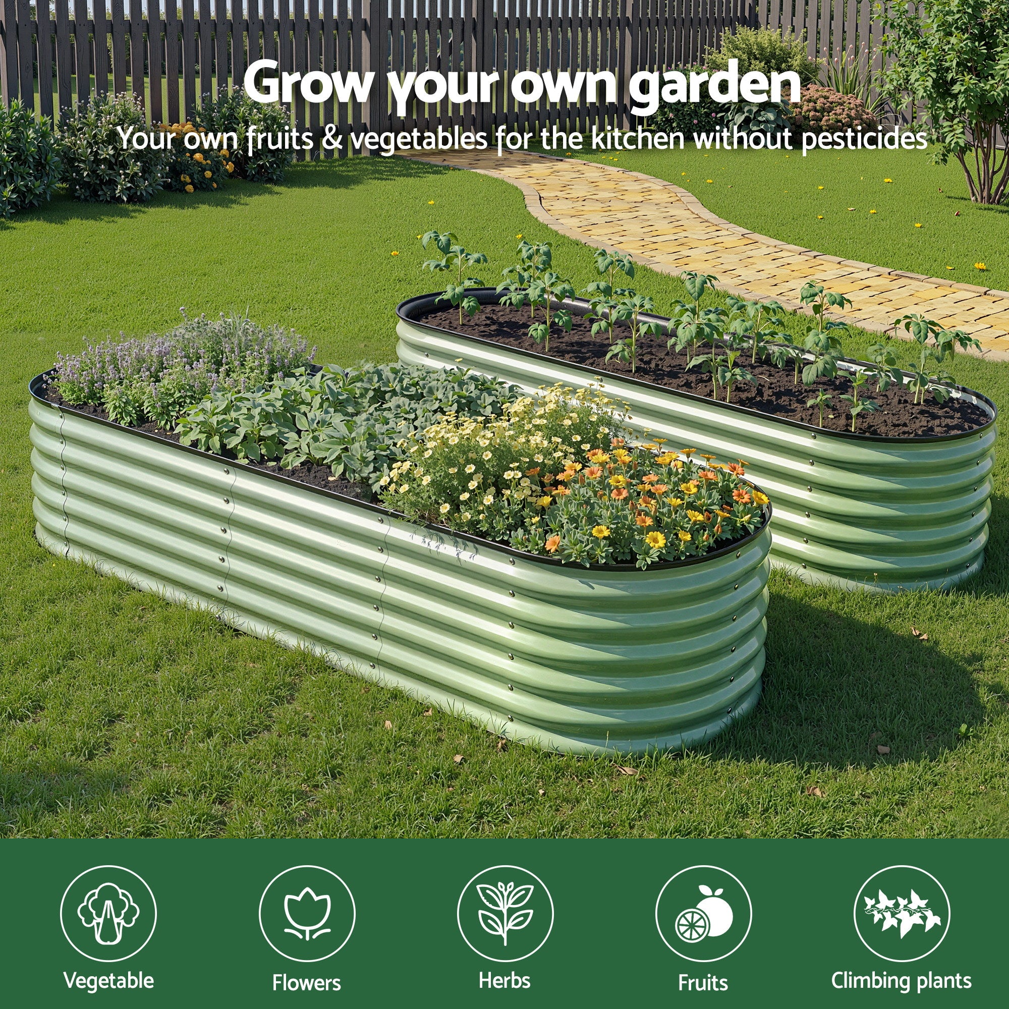 Raised Garden Bed Galvanised Planter Box 240cm | Simpledeals