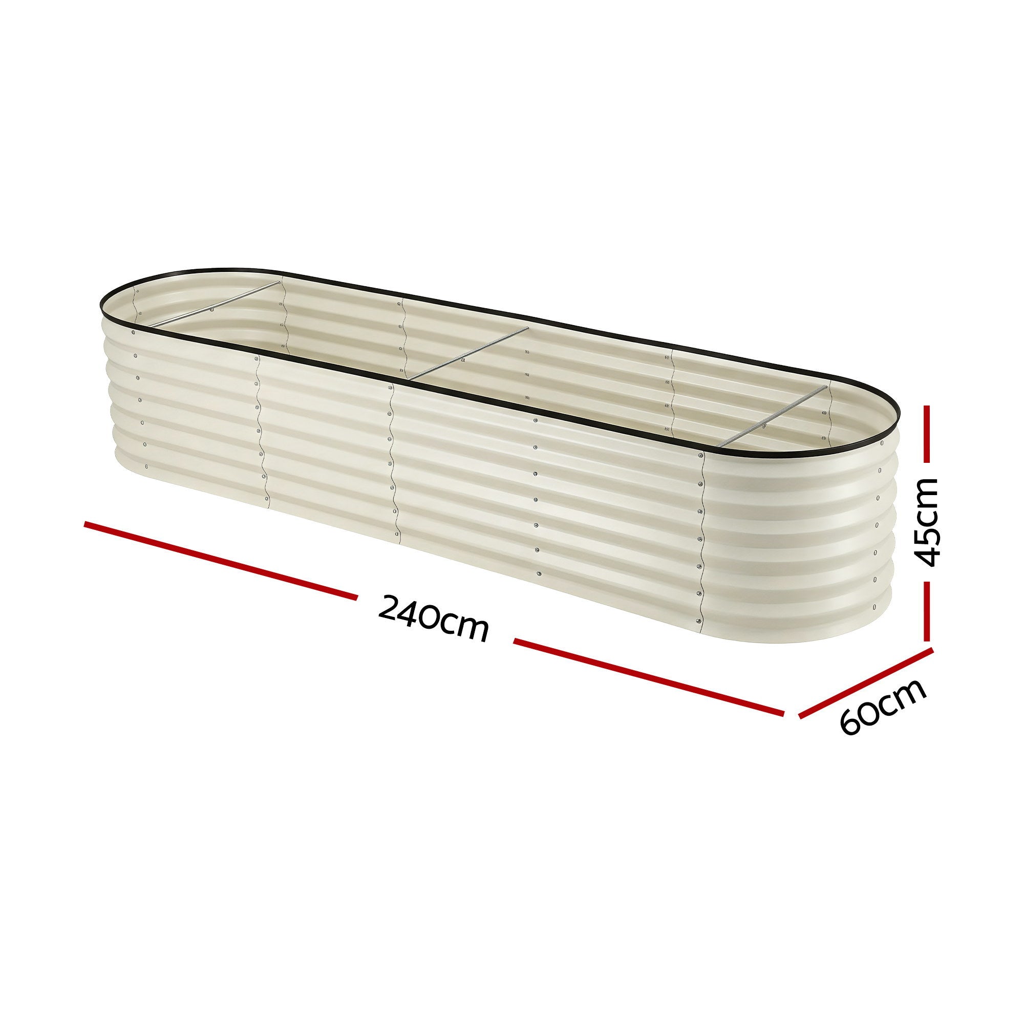 Raised Garden Bed Galvanised Planter Box 240cm White | Simpledeals