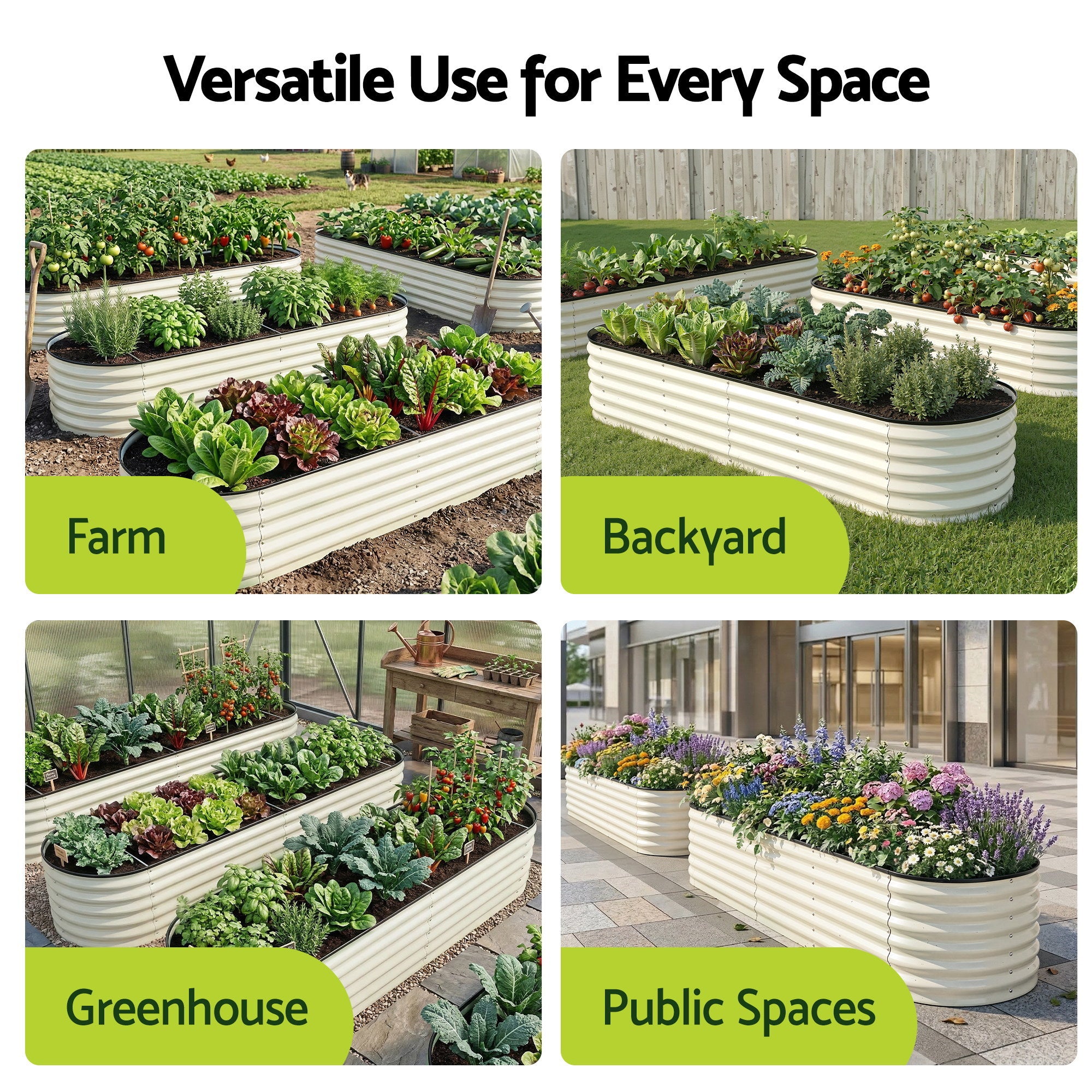 Raised Garden Bed Galvanised Planter Box 240cm White | Simpledeals