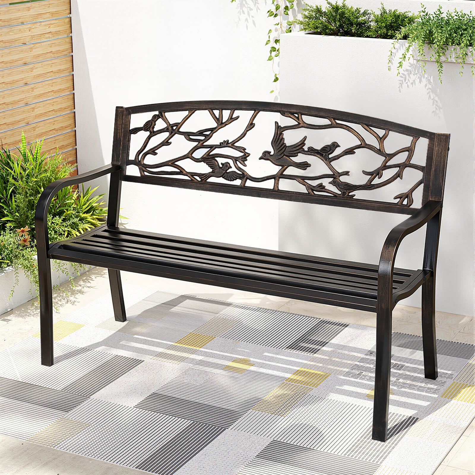Outdoor Bronze Bench Seat 127.5x52.5x81.5cm