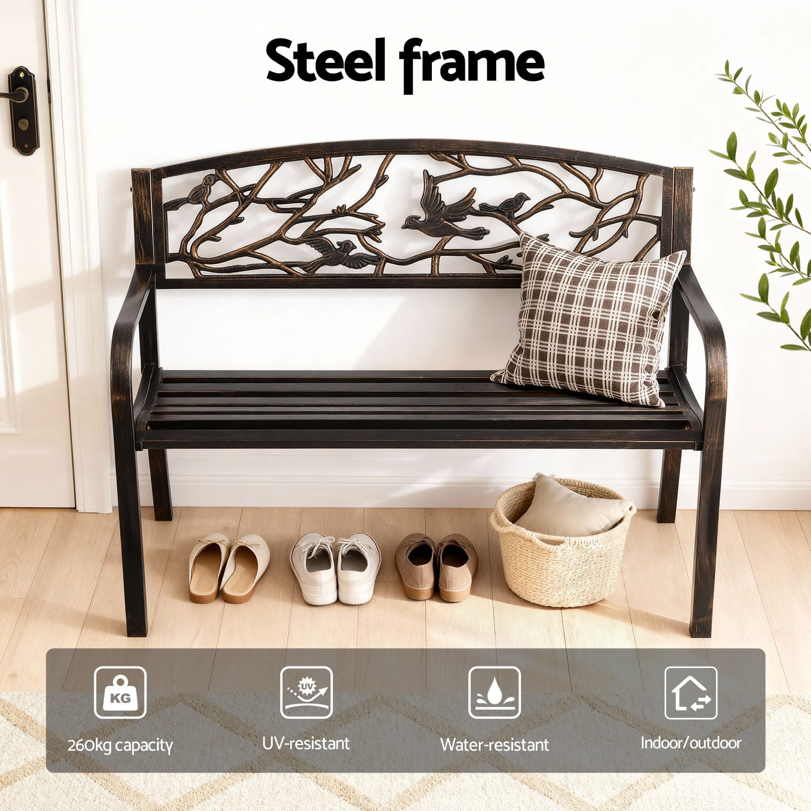 Outdoor Bronze Bench Seat 127.5x52.5x81.5cm