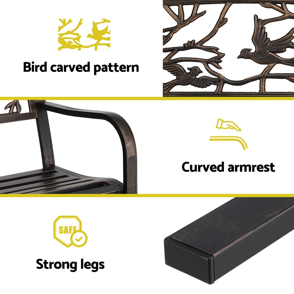 Outdoor Bronze Bench Seat 127.5x52.5x81.5cm