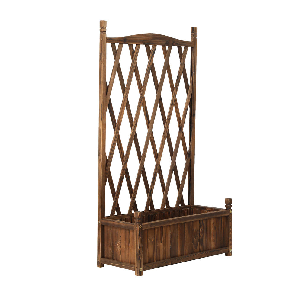 2pc Wooden Garden Bed with Trellis-Aluminium grey
