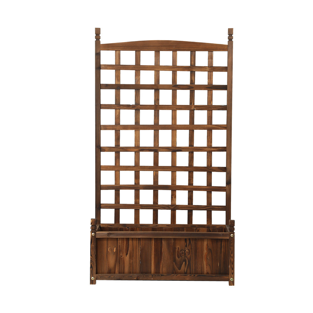 2pc Wooden Garden Bed with Trellis-Aluminium grey