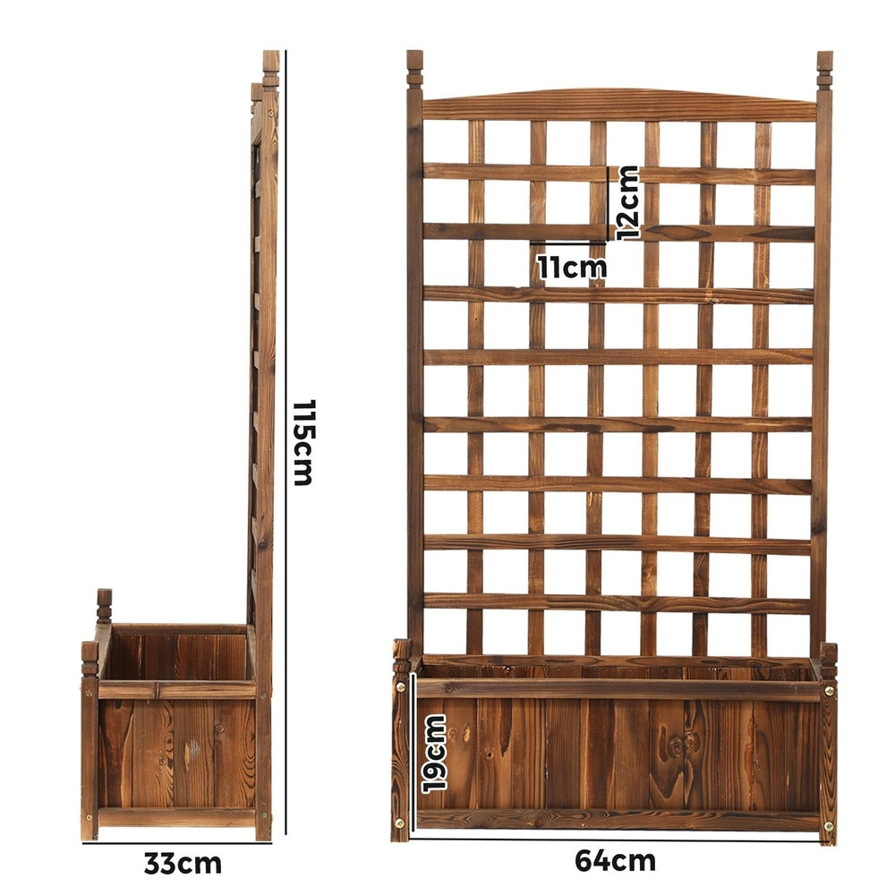 2pc Wooden Garden Bed with Trellis-Aluminium grey
