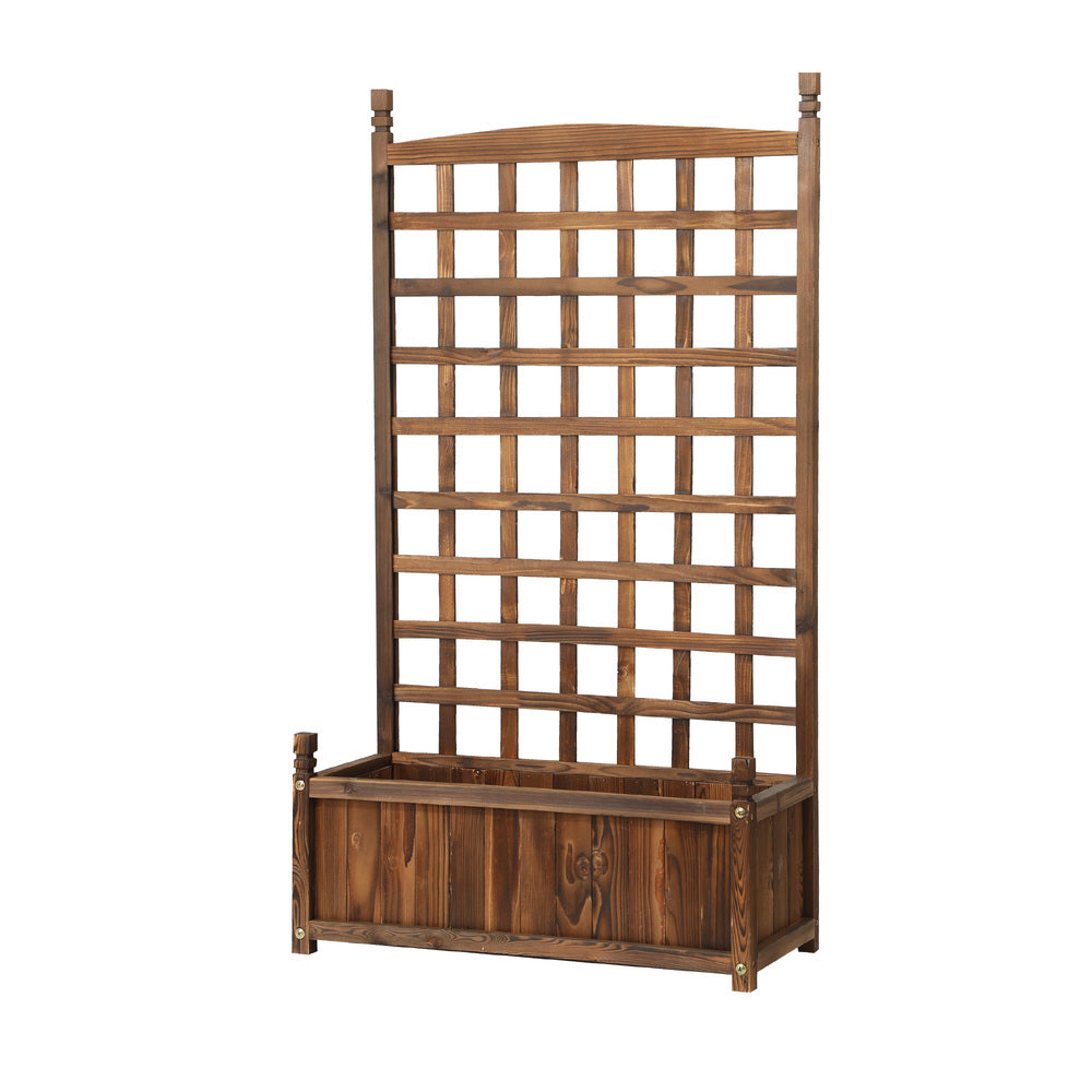 2pc Wooden Garden Bed with Trellis-Aluminium grey