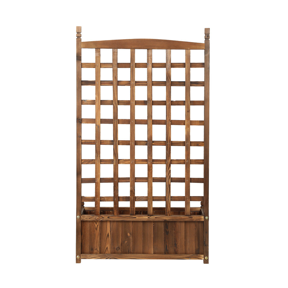2pc Wooden Garden Bed with Trellis-Aluminium grey