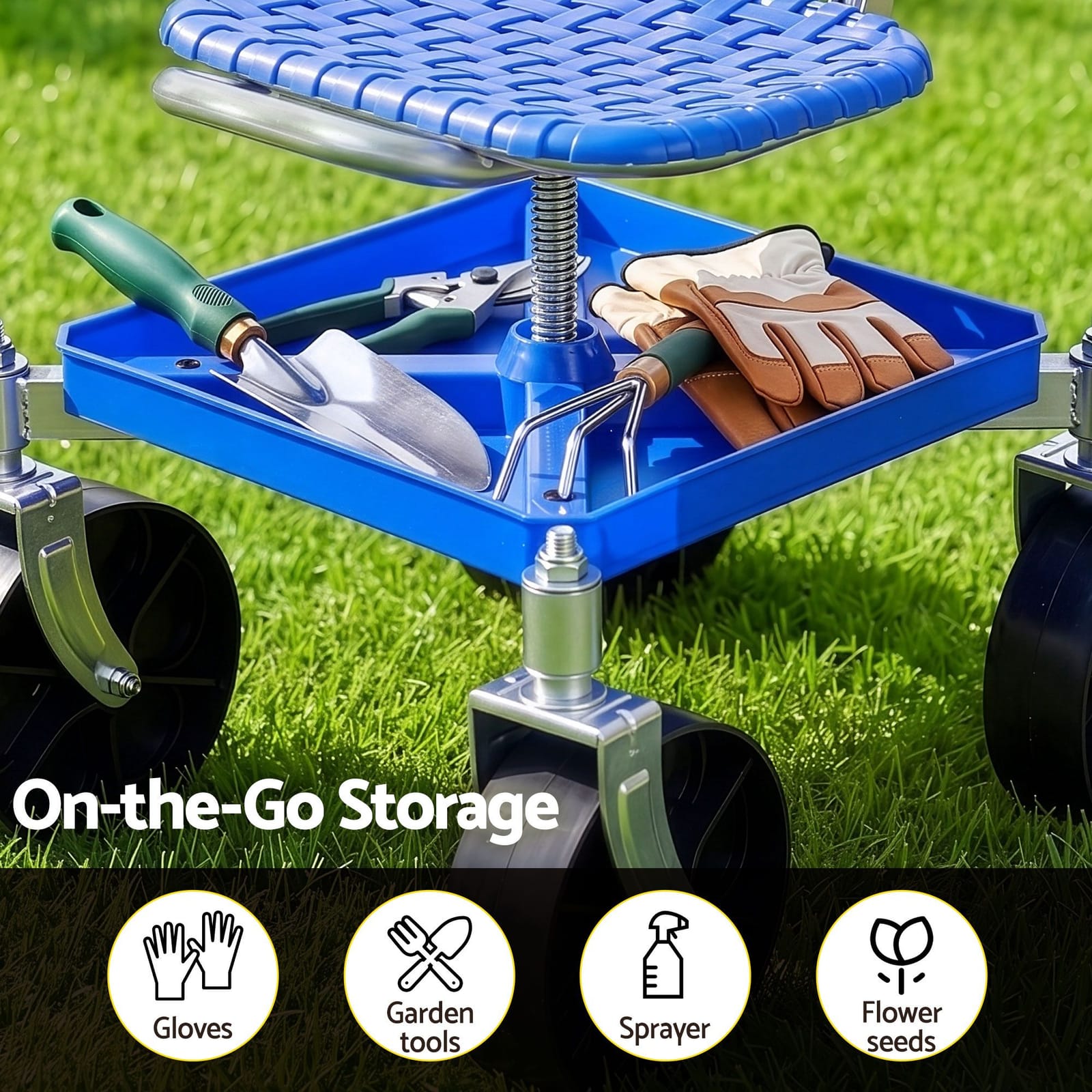 Rolling Garden Stool 360 Swivel Height Adjustable | Simplede