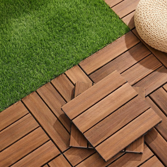 Interlocking Wood Deck Tiles 30x30cm 10PCS Patio