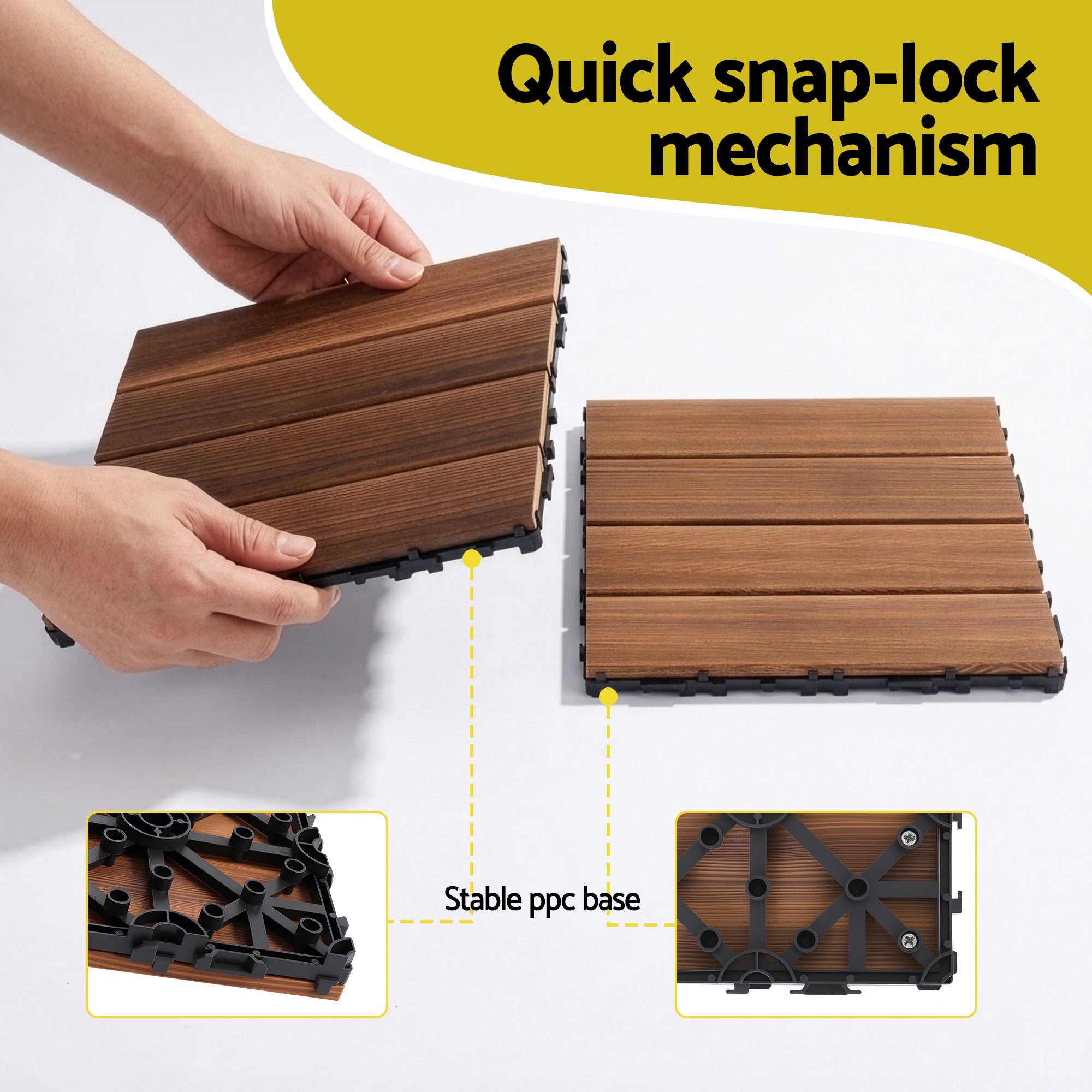 Interlocking Wood Deck Tiles 30x30cm 10PCS Patio | Simpledeals