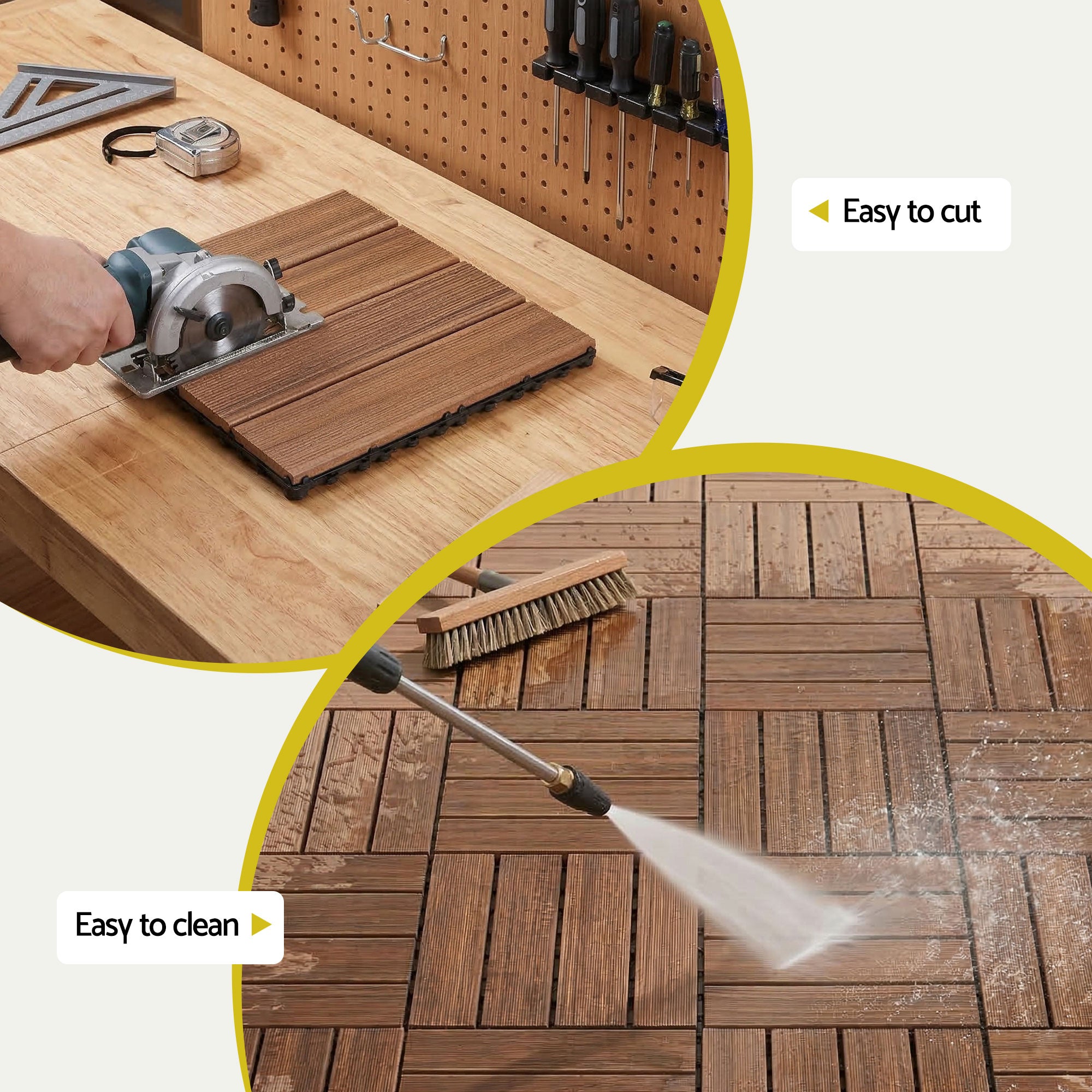 Interlocking Wood Deck Tiles 30x30cm 10PCS Patio | Simpledeals
