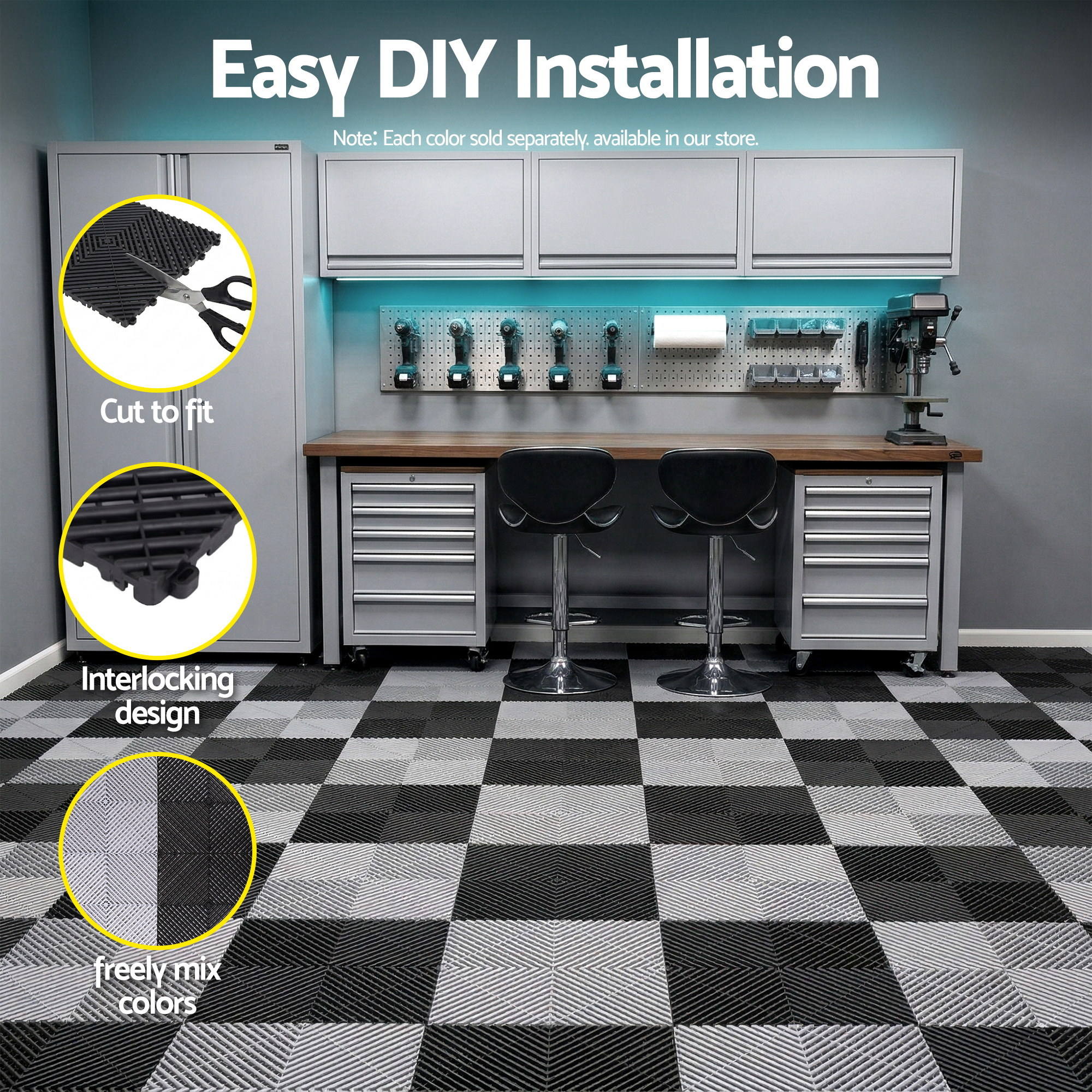 Interlocking Garage Floor Tiles 20PCS Non-Slip | Simpledeals