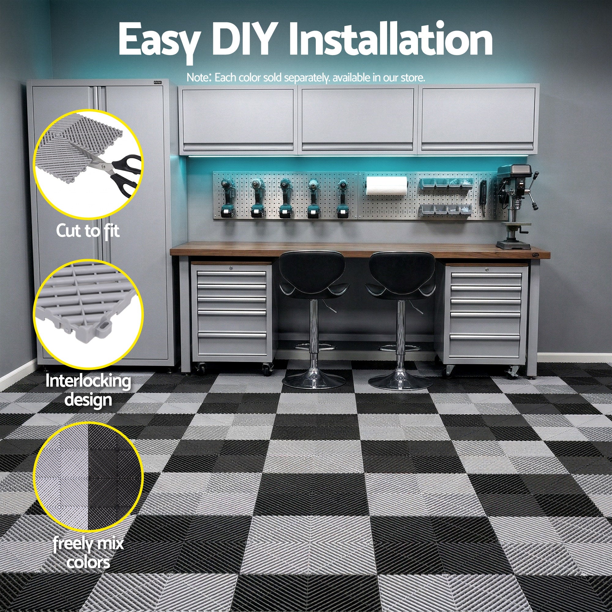 Interlocking Garage Floor Tiles 20PCS Non-Slip | Simpledeals