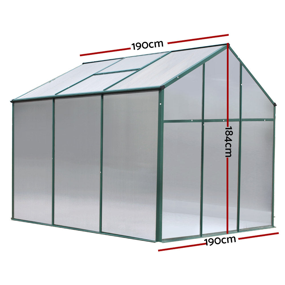 Greenhouse Aluminum Green House Garden Shed Polycarbonate 1.9X1.9M