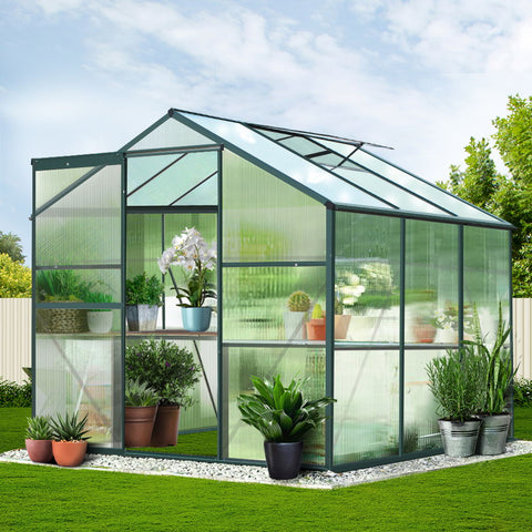 Greenhouse 1.9X1.9X1.83M Aluminium Polycarbonate Green House Garden Shed