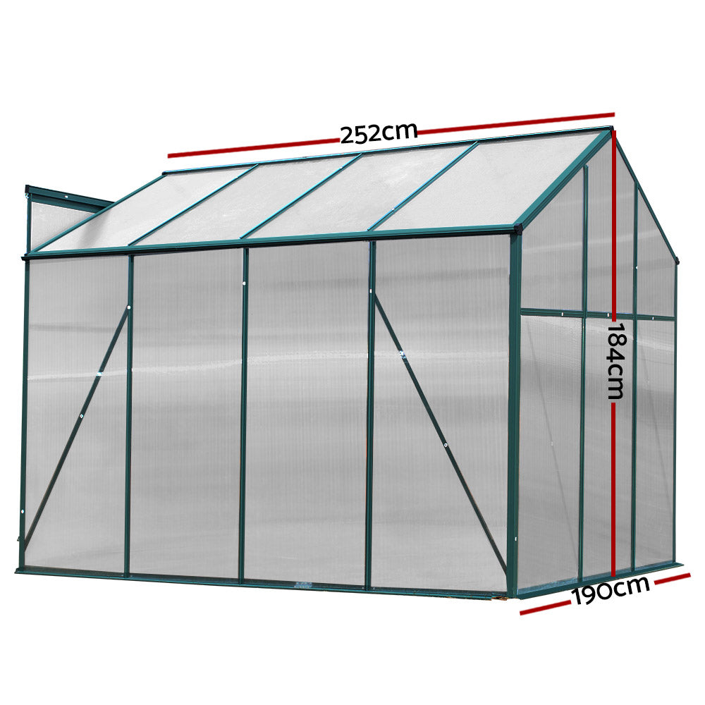 Aluminum Greenhouse Green House Garden Shed Polycarbonate 2.52X1.9M