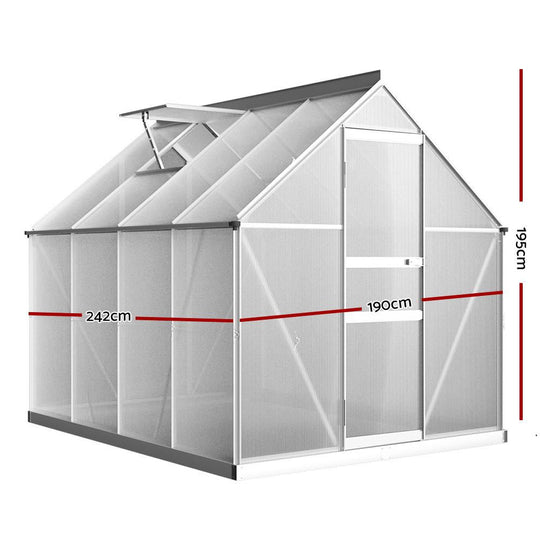 Aluminium Polycarbonate Greenhouse 2.42x1.9x1.95m Shed