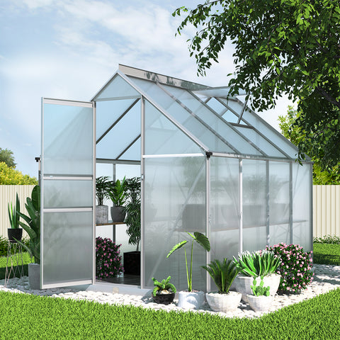 Greenhouse Aluminium Green House Polycarbonate Garden Shed 2.4X1.9M