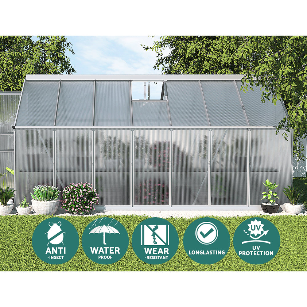 Greenhouse 4.2X2.5X1.95M Aluminium Polycarbonate Green House Garden Shed