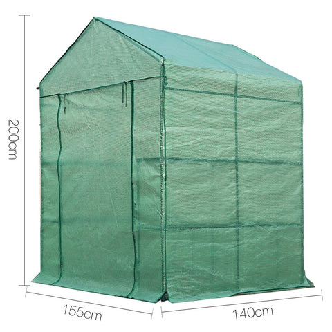 Greenhouse Tunnel - Walk-In Garden Shed with 8 Shelves 1.4x1.55x2m