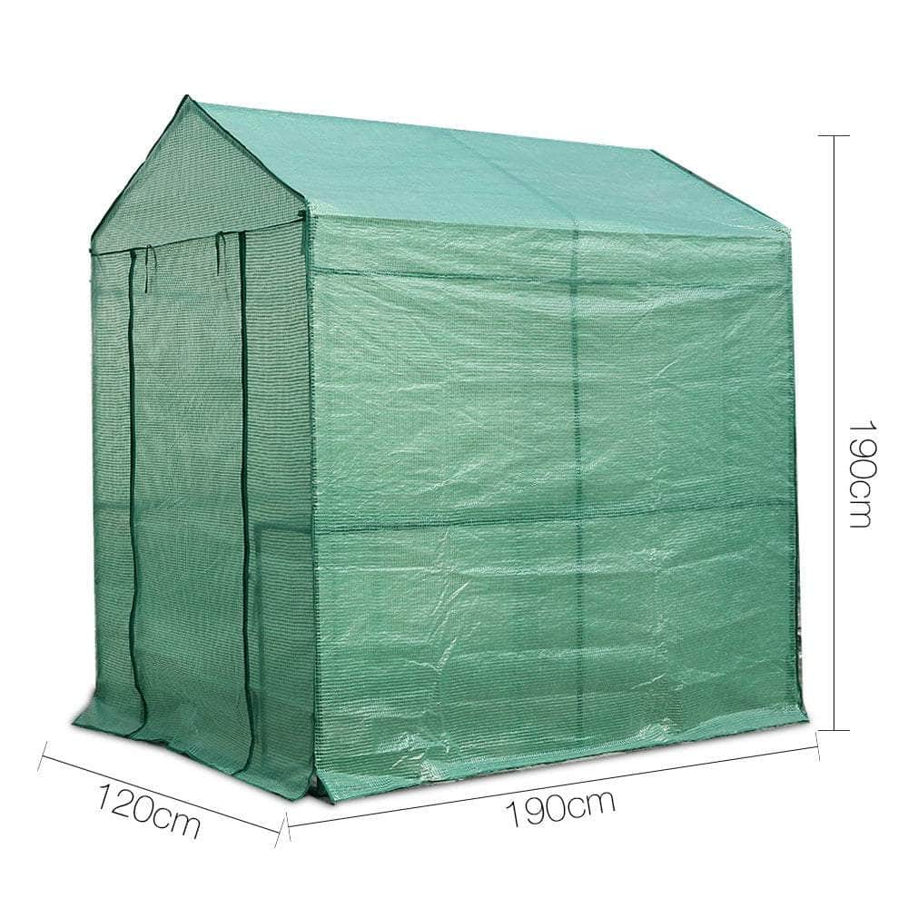Greenhouse Tunnel - Walk-In Garden Shed with 4 Shelves 1.2x1.9x1.9m