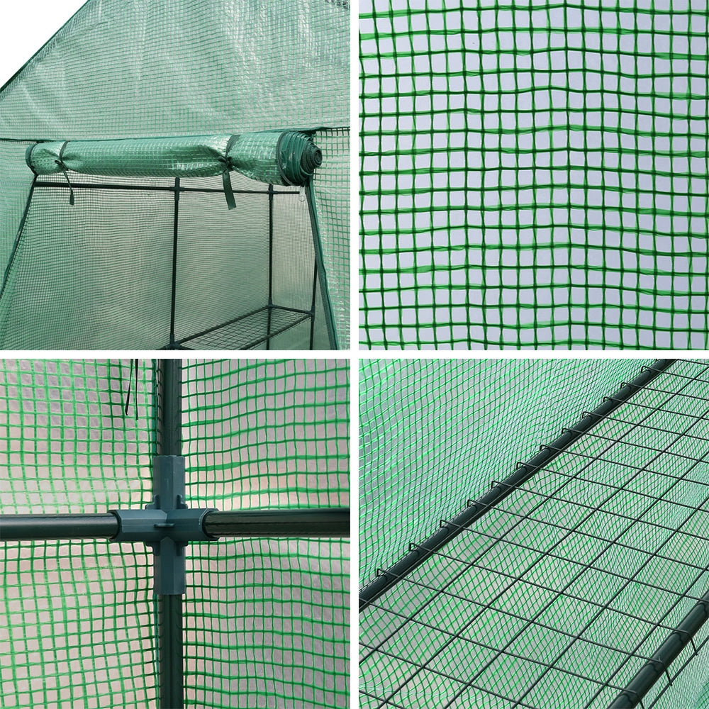 Greenhouse Tunnel - Walk-In Garden Shed with 4 Shelves 1.2x1.9x1.9m