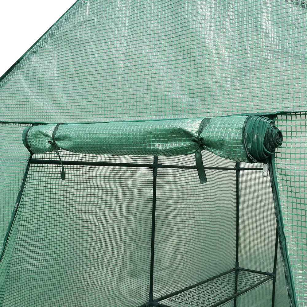 Greenhouse Tunnel - Walk-In Garden Shed with 4 Shelves 1.2x1.9x1.9m