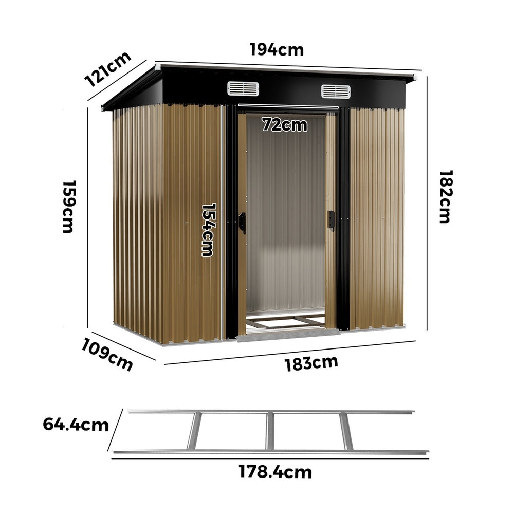 Garden Shed 1.94x1.21m Steel Base Included | Simpledeals